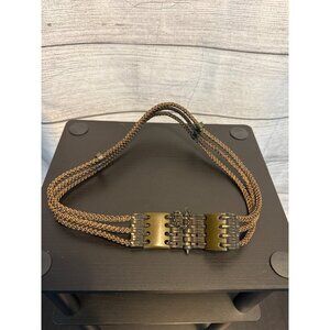 Adjustable Multi-Strand Woven Belt With Brass Clasp Closure